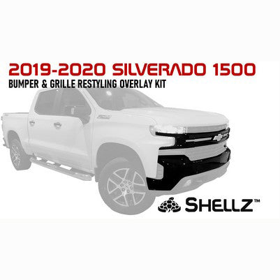 2019-21 Silverado 1500 Front Bumper Shellz, W/o Park sensor holes, Gloss White