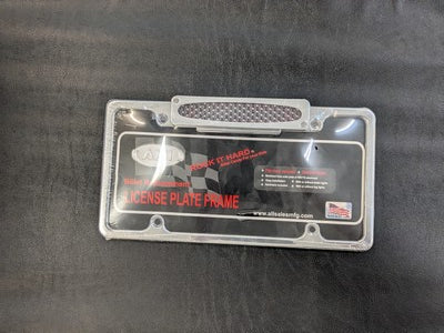 License Plate Frame, Plain Frame w/Oval and Tag lights-Polished